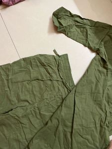 Olive Green Linen Blend Kurta Pants
