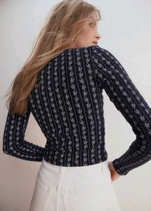 H&M Lace Floral Long Sleeve Top/ Size