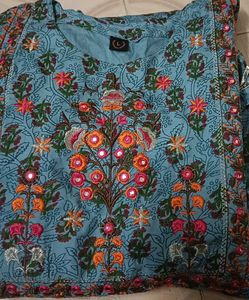 Stylish Blue Printed Umbrella Kurta