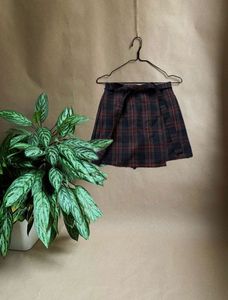 ONLY Women Navy Blue Checked Mini Skorts