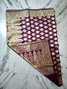 Purple Banarasi Saree with Blouse