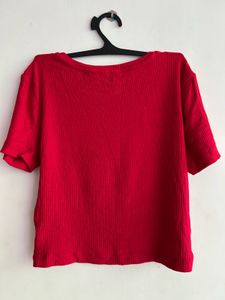 Red Ribbed Crop Top