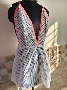 White Grid Mini Dress