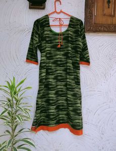 Olive Embroidery Work Kurta