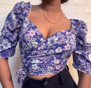 Beautiful Blue Wrap Around Top