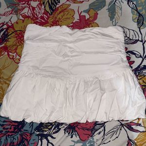 White Strapless Bubble Top