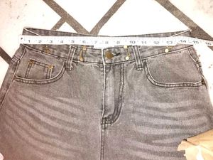 Gray Wide Leg Denim Jeans