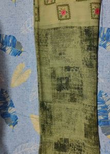 Olive Green Embroidered With Border Saree