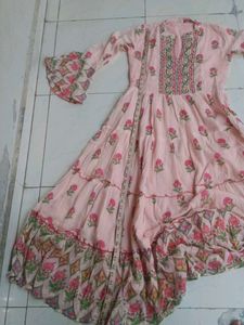 Peach Floral Anarkali Kurti