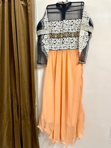 Designer Peach Dress Set With Embroidery Work
