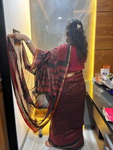 NEW &#39;Chanderi Cotton&#39; Saree with Blouse Piece🖤♥️