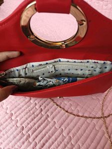 Red Clutch With Golden Chain 👜💌