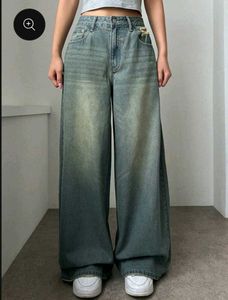 Wide Leg Distressed Denim Jeans