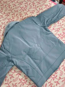 Avant Garde Blue Faux Leather Jacket