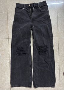 Charcoal Ripped Bootcut Jeans