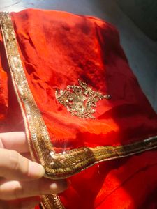 hand work Elegant Red Saree