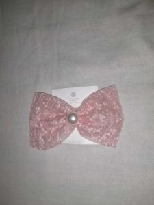 Pink Lace Bow Hair Clip