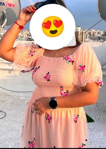 Peach Floral Embroidered dress