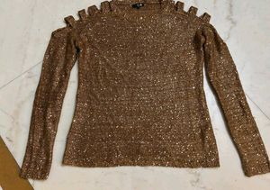 Sparkly Cold Shoulder Sweater