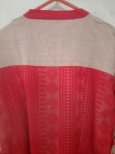 Red and Greyish Brown Kurta