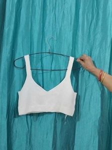 Nasty Gal White Ribbed Bralette Top