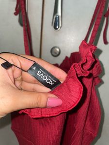 Koovs Burgundy Ribbed Dress