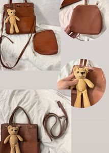 Brown Croc-Embossed Crossbody Bag