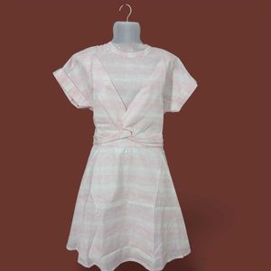 Pink Striped Twist-Front Dress