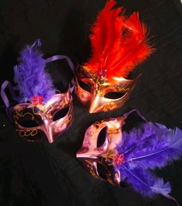 Feathered Masquerade Masks - Set of 3
