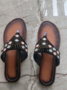Embellished Brown Flats