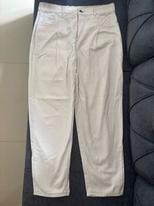 White Cropped Mom- Fit Pants
