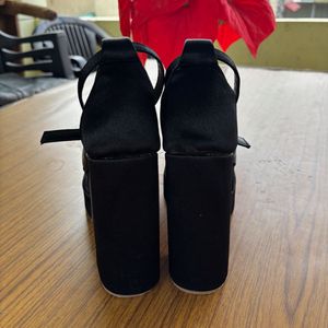 Black Platform Heels with Ankle Strap
