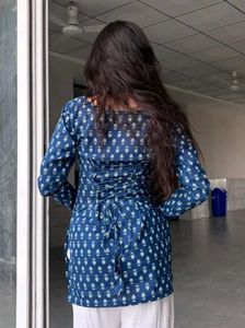 Stylish Blue Printed Kurta - like new
