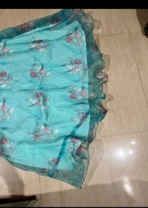 sky blue Floral Skirt