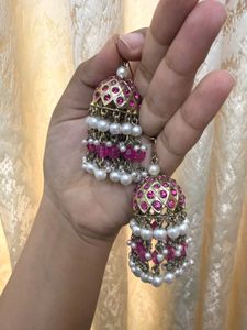 Pink Jhumka Earrings