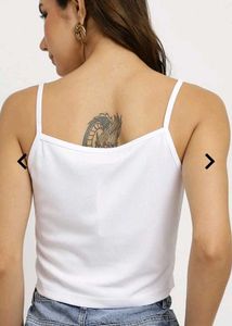White Graphic Crop Tank Top