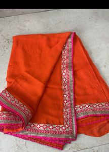 Georgette Orange Saree