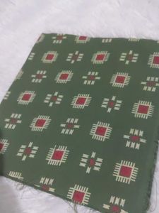 Olive Green Fabric with Red & White Pattern