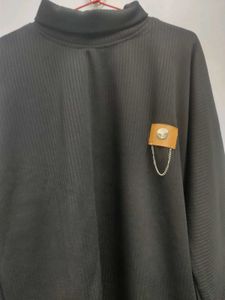 Black Hight Neck Tshirt For Women
