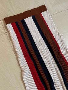 Striped Pleated Skirt