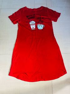Red &#39;Latte&#39; Graphic Dress