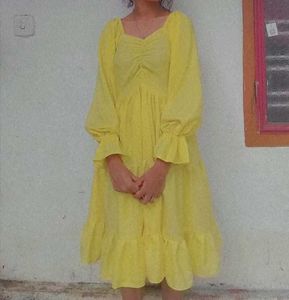 Casual Wear Frock With Long Puff Sleeve