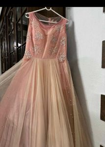 Peach Embellished Tulle Dress