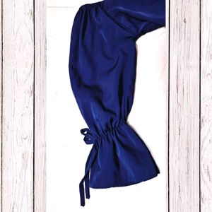 Navy Blue Bow Style Crop Top
