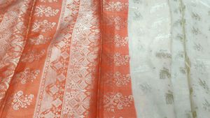Off White And Orange Border Saree