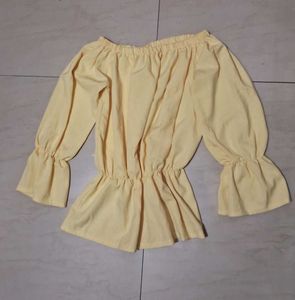 Yellow Off-Shoulder Peplum Top