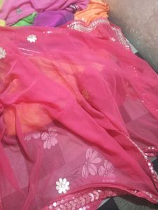 Elegant Pink Embellished Saree