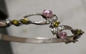 Red Pendant Chain & Silver Bangle