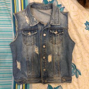 Distressed Denim Vest