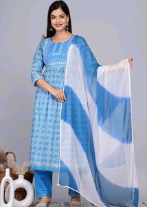 Beautiful Nyra Cut Kurti Pant Dupatta Set